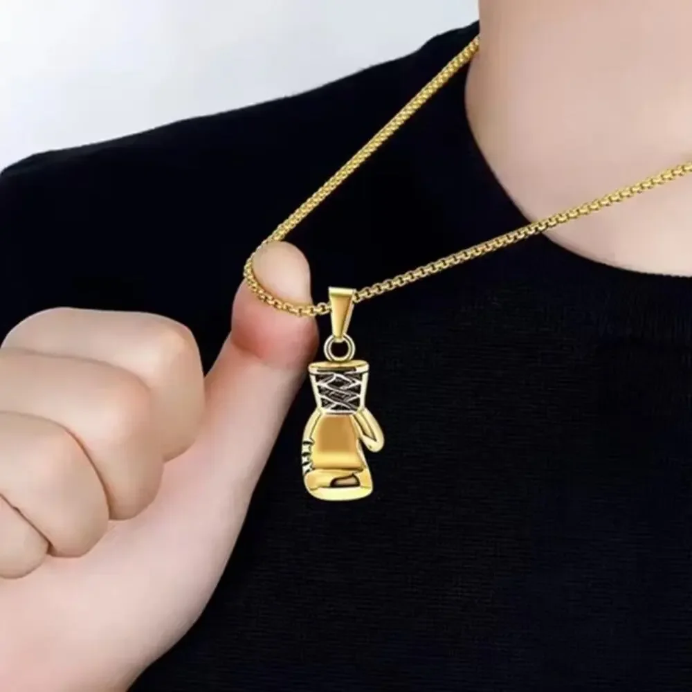 Golden Glove Boxing Necklace 18k Gold Plated Stainless Men's UFC Fashion Gift
